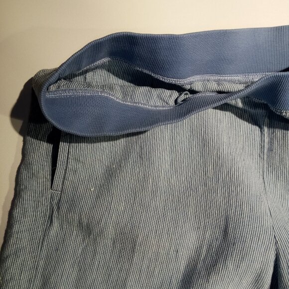 J. Jill Linen Pants sz Large Blue thin stripe Wide Leg Pull-On Pockets EXC - Picture 4 of 9
